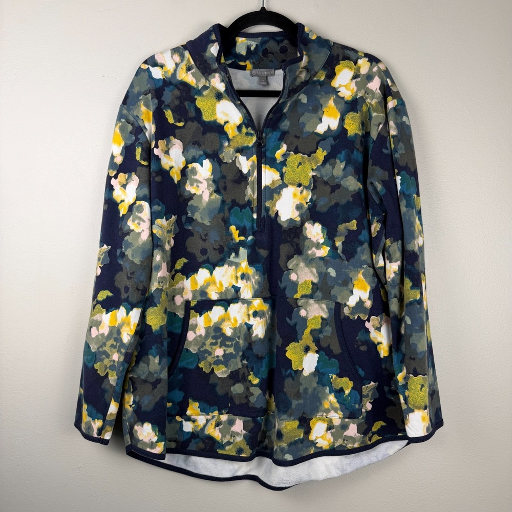 T by Talbots Sweatshirt Women's 1X Multicolor Abstract Print Half Zip Pullover